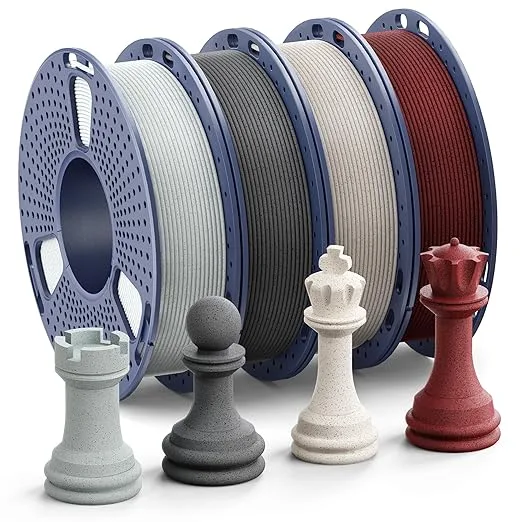 Yoopai Marble PLA Filament Bundle, 3D Printer Filament Bundle Multicolor, Individually Vacuum Packed, 250g Spool, 4 Rolls, Ashen Concrete+Shadow Storm+Forest Green+Brick Red