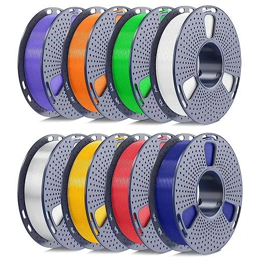 Yoopai SUNLU 3D Printer Filament Bundle, PETG Filament, Neatly Wound, Individually Vacuum Packed, 250g Spool, 8 Rolls, White+Transparent+Red+Blue+Yellow+Green+Orange+Purple