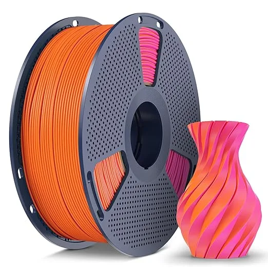 Yoopai Matte PLA Filament, 1kg(2.2lbs) 3D Printer Filament, Smooth Matte Finish, Less Brittle, Dual Color Appearance from Different Angles, OrangeRed