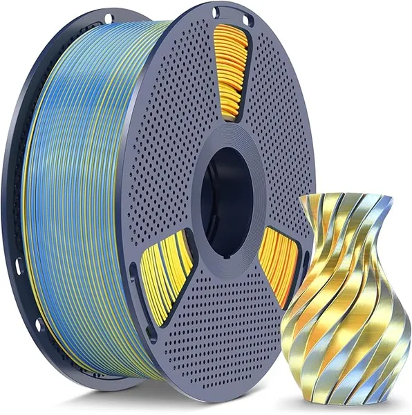 Yoopai SUNLU Silk PLA+ Filament, Chrome Like Gloss Finish, Smooth Silk Texture, Four Color Appearance from Different Angles, 1kg(2.2lbs) PLA Plus 3D Printer Filament, Blue Purple Orange Yellow