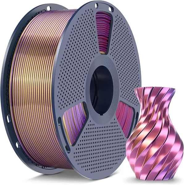 Yoopai SUNLU Silk PLA+ Filament, Chrome Like Gloss Finish, Smooth Silk Texture, Four Color Appearance from Different Angles, 1kg(2.2lbs) PLA Plus 3D Printer Filament, Blue Purple Red Gold