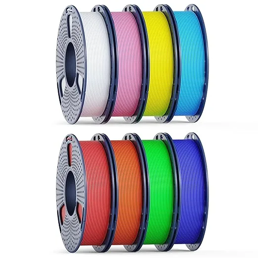 Yoopai 250g High Speed SUNLU PETG Filament Bundle, 250g Spool, 8 Rolls, White+Red+Orange+Yellow+Green+Sky Blue+Blue+Pink
