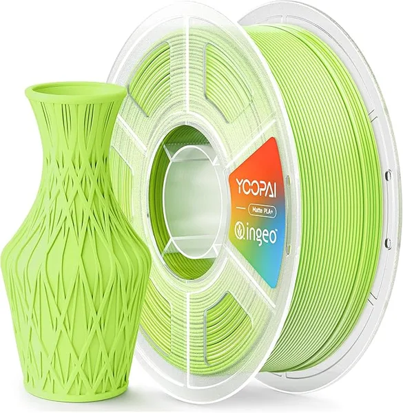 Yoopai PLA+ Matte Filament, Soft Matte Finish, Reduced Layer Lines, 1KG (2.2lbs) 3D Printer PLA Filament, Dimensional Accuracy +/-, Apple Green