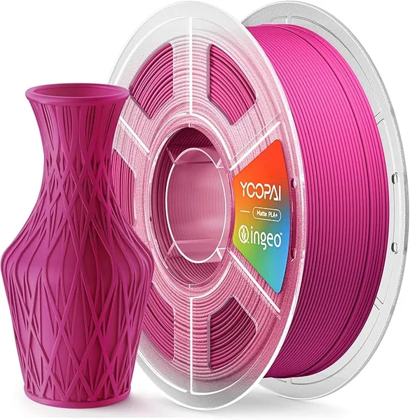 Yoopai PLA+ Matte Filament, Soft Matte Finish, Reduced Layer Lines, 1KG (2.2lbs) 3D Printer PLA Filament, Dimensional Accuracy +/-, Plum