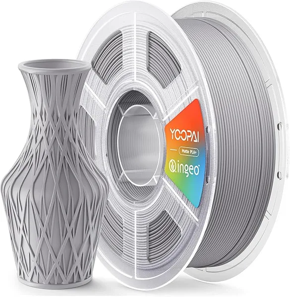 Yoopai PLA+ Matte Filament, Soft Matte Finish, Reduced Layer Lines, 1KG (2.2lbs) 3D Printer PLA Filament, Dimensional Accuracy +/-, Nardo Gray