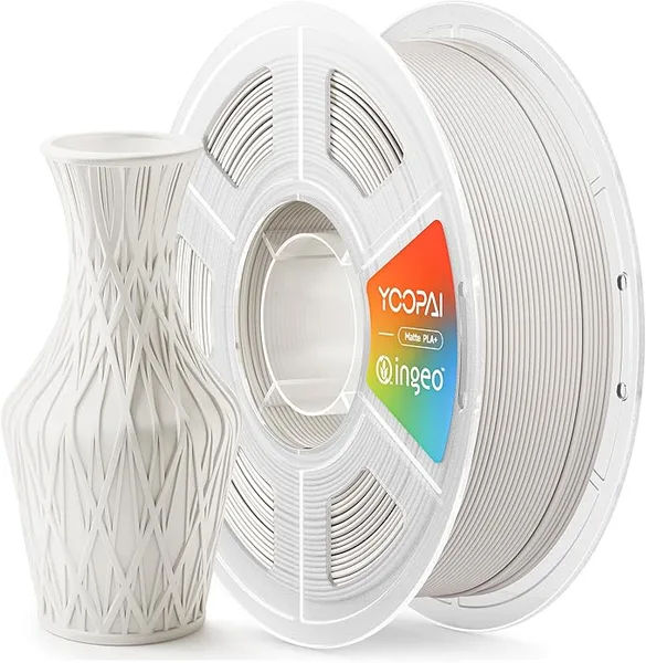 Yoopai PLA+ Matte Filament, Soft Matte Finish, Reduced Layer Lines, 1KG (2.2lbs) 3D Printer PLA Filament, Dimensional Accuracy +/-, Bone White