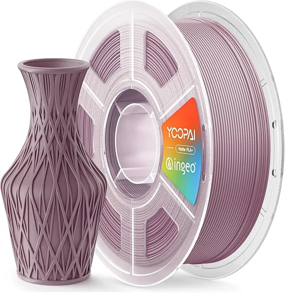 Yoopai PLA+ Matte Filament, Soft Matte Finish, Reduced Layer Lines, 1KG (2.2lbs) 3D Printer PLA Filament, Dimensional Accuracy +/-, Ash Purple
