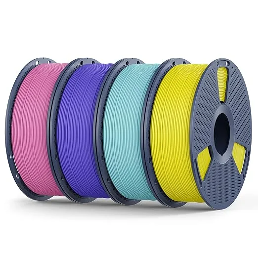 Yoopai Matte PLA Filament, 4kg(8.8lbs) SUNLU 3D Printer Filament, Matte Surface Texture, No Clogging, Less Brittle, Pink+Lavender Purple+Light Blue+Yellow