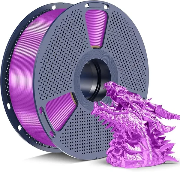 Yoopai SUNLU Silk PLA+ Filament, Chrome Like Gloss Finish, Smooth Silk Texture, Upgraded Formula for Stable Printing, 1kg(2.2lbs) PLA Plus 3D Printer Filament, Purple