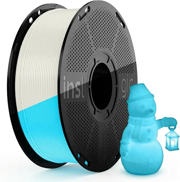 Yoopai Inslogic Glow in the Dark Filament, 1kg (2.2lbs) Neatly Wound Luminous PLA 3D Printer Filament Dimensional Accuracy +/-, Prints Easily on Most FDM 3D Printers(White, Glows Blue)