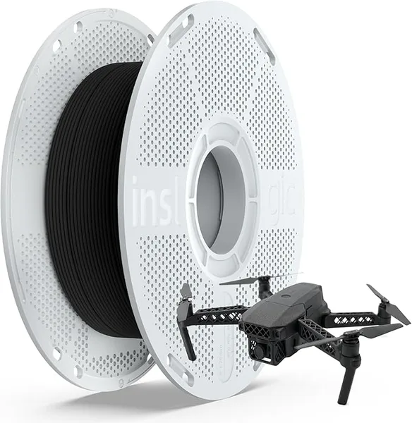 Yoopai Inslogic PA12-CF Carbon Fiber Nylon Filament Black 0.5kg Spool, Carbon Fiber Reinforced PA12 Filament, Low Warp & Wear Resistant for End-Use Parts & Automotive Components