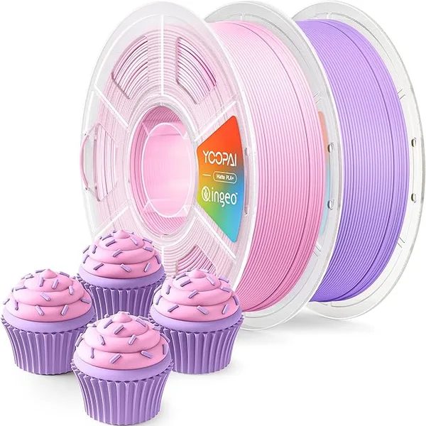 Yoopai YOOPAI PLA+ Matte Filament, 2KG (4.4lbs) 3D Printer Filament, Dimensional Accuracy +/-, Sakura Pink+Lilac Purple