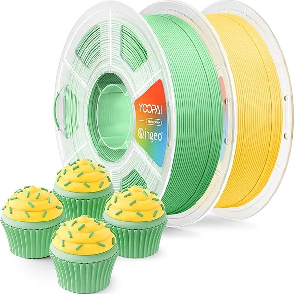 Yoopai YOOPAI PLA+ Matte Filament, 2KG (4.4lbs) 3D Printer Filament, Dimensional Accuracy +/-, Grass Green+Lemon Yellow