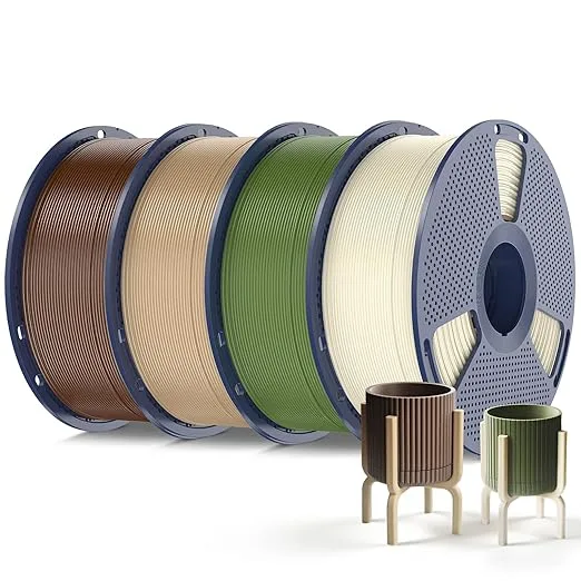 Yoopai SUNLU PLA+2.0 Filament, 4KG,Upgraded Tougher & Stronger PLA Plus for 3D Printers, Smooth & Neatly Wound, ± Accuracy, 1 KG Spool, 4 Packs, Bone White+Olive Green+Chocolate Brown+Oak Brown