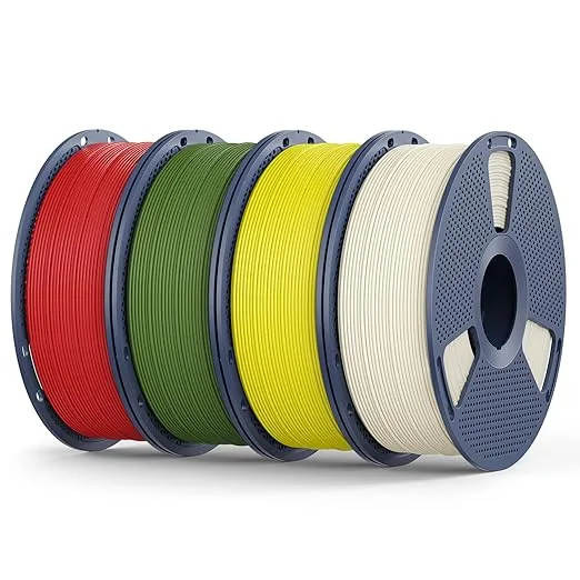 Yoopai Matte PLA Filament, 4kg(8.8lbs) SUNLU 3D Printer Filament, Matte Surface Texture, No Clogging, Less Brittle, Bone White+Red+Olive Green+Yellow