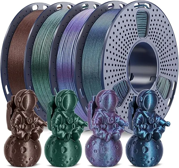 Yoopai SUNLU Galaxy PLA Filament Bundle, Color-Shifting Pearlescent Glitter PLA 3D Printer Filament, Galaxy Peacock, Nebula Green, Stardust Purple, Meteorite Brown, 250g x 4, for Most FDM 3D Printers