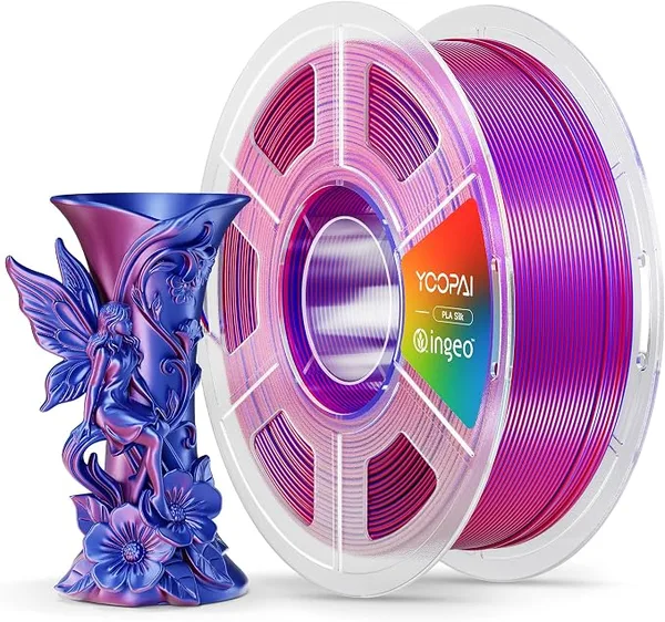 Yoopai YOOPAI Dual Color Silk PLA Filament, Two-Tone Coextrusion PLA 3D Printer Filament, Shiny Color Change Finish, Enhanced Formula for Stable Printing, 1kg Spool, Red Blue