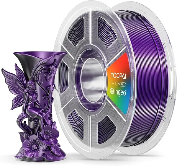 Yoopai YOOPAI Dual Color Silk PLA Filament, Two-Tone Coextrusion PLA 3D Printer Filament, Shiny Color Change Finish, Enhanced Formula for Stable Printing, 1kg Spool, Black Purple