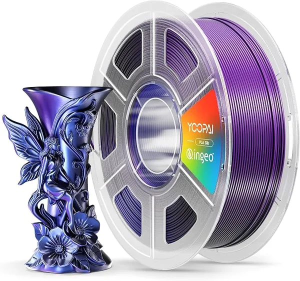Yoopai YOOPAI Silk Tri-Color PLA Filament, 3-in-1 Coextrusion Multicolor PLA 3D Printer Filament, Shiny Color Change Silk PLA,1kg Spool (2.2lbs), Black Purple Blue
