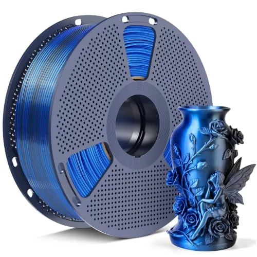 Yoopai SUNLU Silk Dual Color PLA+ Filament, Black Blue 2-in-1 Coextrusion Filament, Color-Shifting Chrome-Like Shine, Dimensional Accuracy +/-, 1kg Reusable Spool (2.2lbs)