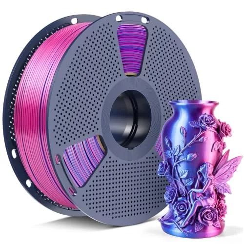 Yoopai SUNLU Silk Dual Color PLA+ Filament, Red Blue 2-in-1 Coextrusion Filament, Color-Shifting Chrome-Like Shine, Dimensional Accuracy +/-, 1kg Reusable Spool (2.2lbs)