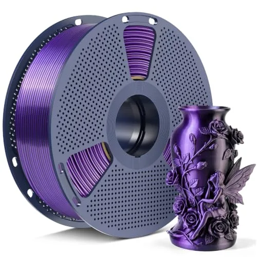 Yoopai SUNLU Silk Dual Color PLA+ Filament, Black Purple 2-in-1 Coextrusion Filament, Color-Shifting Chrome-Like Shine, Dimensional Accuracy +/-, 1kg Reusable Spool (2.2lbs)