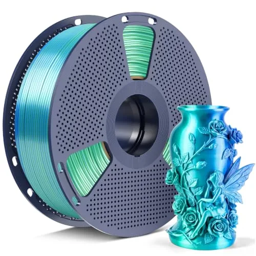 Yoopai SUNLU Silk Dual Color PLA+ Filament, Blue Green 2-in-1 Coextrusion Filament, Color-Shifting Chrome-Like Shine, Dimensional Accuracy +/-, 1kg Reusable Spool (2.2lbs)