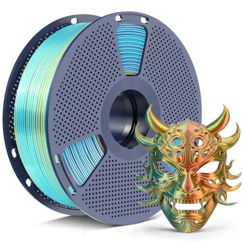 Yoopai SUNLU Silk Tri Color PLA+ Filament, Red Yellow Green 3-in-1 Coextrusion Multi Color PLA Filament, 360°Color-Shifting Chrome-Like Shine, ± Accuracy, 1kg Reusable Spool (2.2lbs)