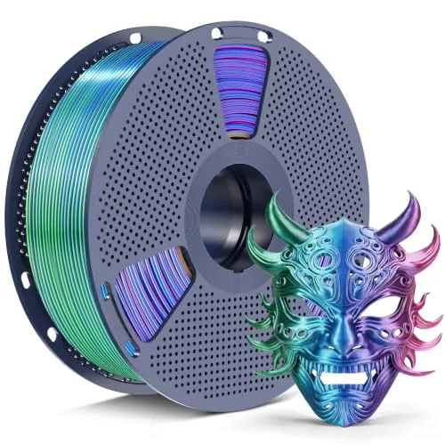 Yoopai SUNLU Silk Tri Color PLA+ Filament, Blue Green Purple 3-in-1 Coextrusion Multi Color PLA Filament, 360°Color-Shifting Chrome-Like Shine, ± Accuracy, 1kg Reusable Spool (2.2lbs)