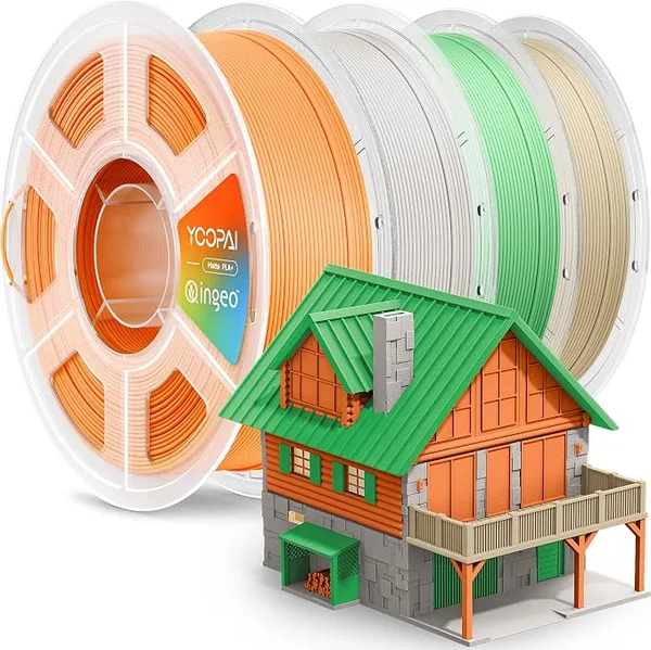 Yoopai YOOPAI PLA+ Matte Filament, 4KG (8.8lbs) 3D Printer Filament, Dimensional Accuracy +/-, Pastel Orange+Bone White+Grass Green+Desert Tan