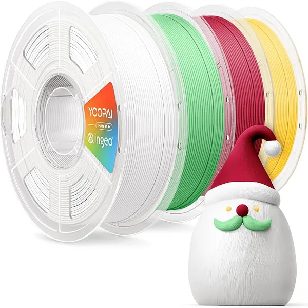 Yoopai YOOPAI PLA+ Matte Filament, 4KG (8.8lbs) 3D Printer Filament, Dimensional Accuracy +/-, Ivory White+Grass Green+Burgundy Red+Lemon Yellow
