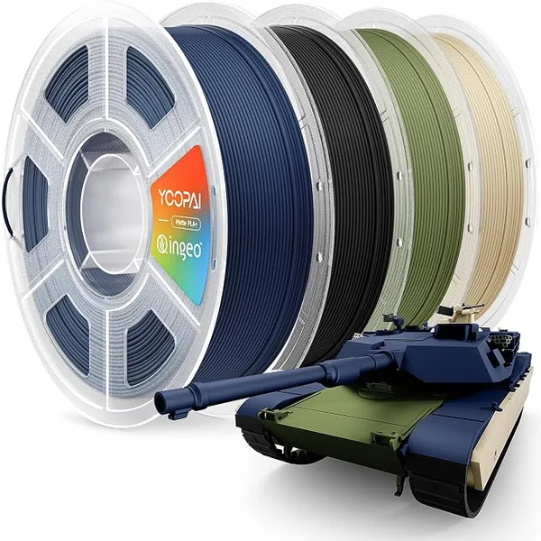 Yoopai YOOPAI PLA+ Matte Filament, 4KG (8.8lbs) 3D Printer Filament, Dimensional Accuracy +/-, Navy Blue+Charcoal Black+Dark Green+Desert Tan