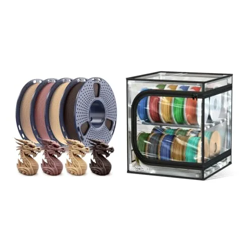 Yoopai 250g Wood PLA Filament Beginner Bundle & YOOPAI 3D Printer Filament Storage Box