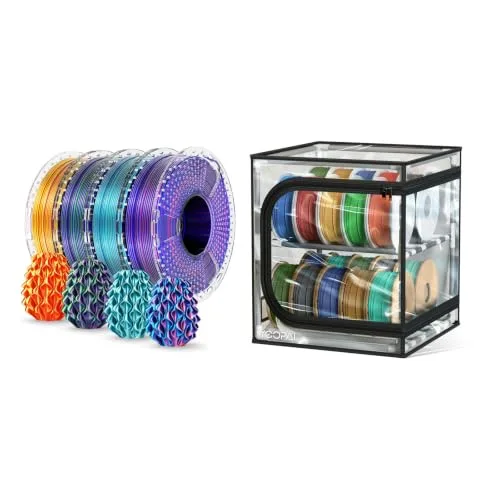 Yoopai SUNLU Silk PLA+ Filament Multicolor 250gx4 & YOOPAI 3D Printer Filament Storage Box
