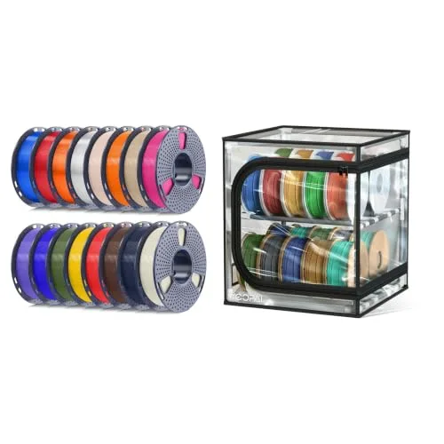 Yoopai SUNLU PLA+ Filament Bundle Upgraded Formula, 250g Spool, 16 Rolls & YOOPAI 3D Printer Filament Storage Box
