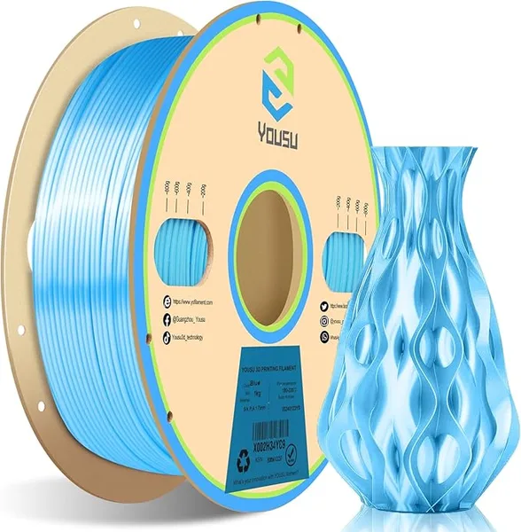 Yousu YOUSU Silk Blue PLA 3D Printer Filament 1KG 2.2 LBS Spool 3D Printing Material Shine Silky Shiny Metallic Metal PLA Filament.