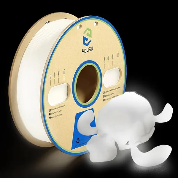 Yousu YOUSU 3D Printer Filament PLA Filament Glow in Dark White PLA Filament 3D Printing Filament 1kg(2.2lbs) Spool.