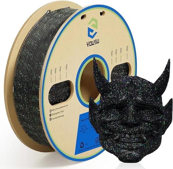 Yousu YOUSU 3D Printer Filament PLA Filament Laser Paillette Series-Galaxy Black Filament 1kg(2.2lbs).