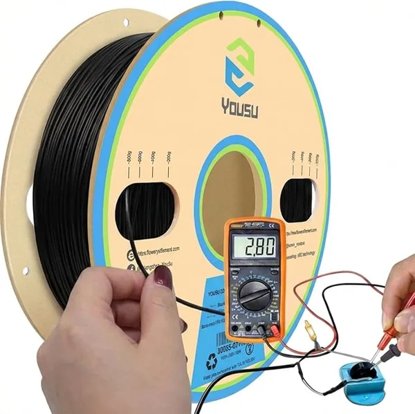 Yousu YOUSU Conductive PLA Filament(±) 1kg Black, ESD Electrically Conductive 3D Printing Material Compatible with FDM Printers 3D Pens for Sensor Functional Prototype