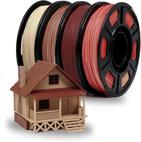 Yousu YOUSU 3D Printer Filament Bundle, Wood PLA Filament, Multicolor 3D Printer Filament, Add More Than 30% Real WoodFiber, Maple, Cherry, Mahogany, Bamboo,Fits for Most FDM 3D Printers,250g*4 Pack.