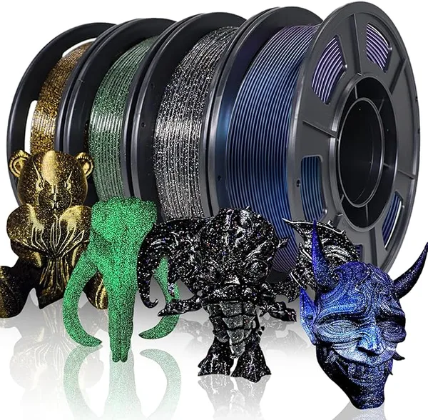 Yousu YOUSU 3D Printer Filament Bundle, Glow in The Dark Filament Multicolor, Green, Blue, Purple and Rainbow, Galaxy PLA PLA Filament Multi Color Pack, Dimensional Accuracy +/-