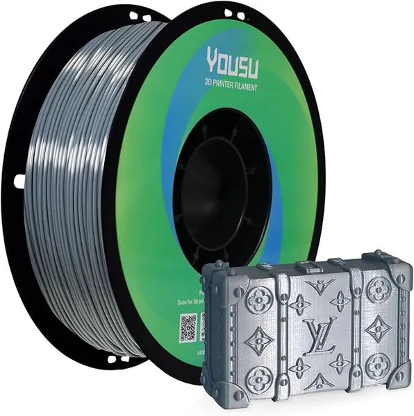 Yousu YOUSU Silk TPU Filament,3D Printer Filament TPU95A Flexible Soft Rubber, 1kg Spool (2.2 lbs), Dimensional Accuracy +/-,Silk TPU Silver