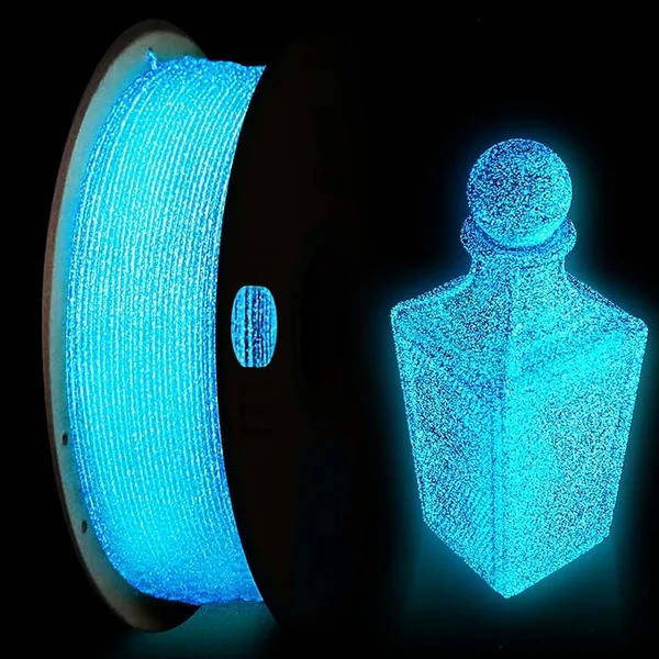 Yousu YOUSU 3D Printer Filament, Glow in The Dark PLA Filament, Black Filament with Glow in The Dark Blue Starry Sky 1kg(2.2lbs)