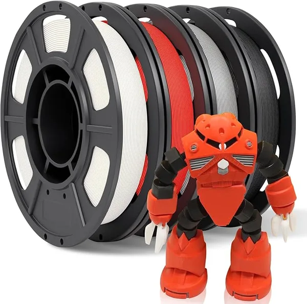 Yousu YOUSU PLA 4 * 250g 3D Printer Filament Bundle, Print with Most FDM 3D Printers, 1kg (2.2lbs), 4 Pack 250g Spool, Accuracy +/-，Black+White+Grey+Red