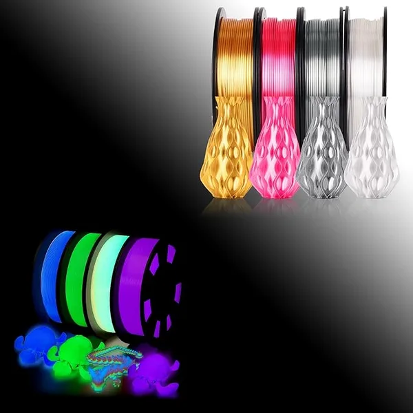 Yousu YOUSU 3D Printer Filament Glow in Dark Filament,Silk PLA Filament Bundle,2kg in Total.