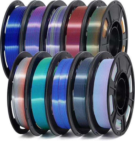 Yousu YOUSU 3D Printer Filament Silk PLA Filament Rainbow Color, 10 * 250g Pack Filament Bundle for 3D Printer.