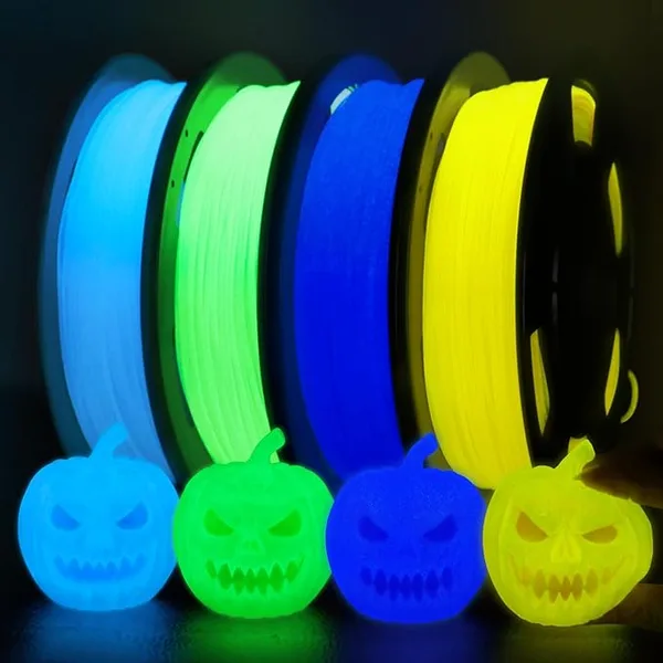 Yousu YOUSU Glow in The Dark TPU 3D Printer Filament Bundle 95A TPU, Blue,Green,Yellow,Purple 250g*4 Pack.