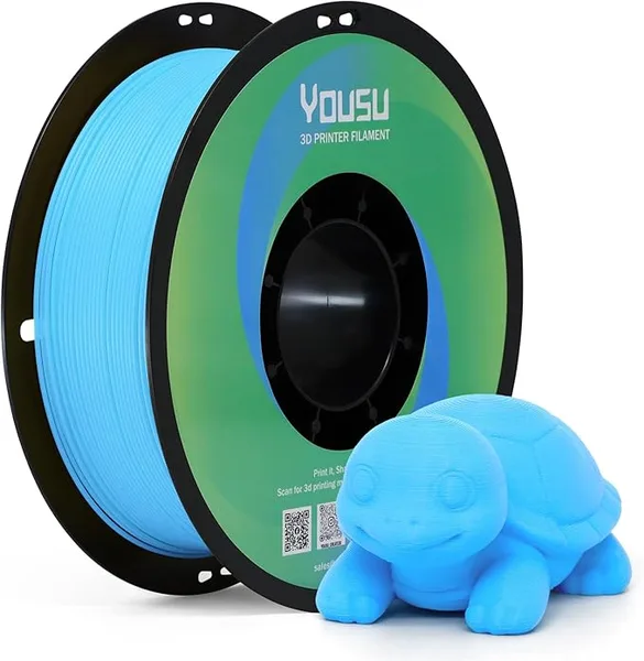 Yousu YOUSU Matte PLA Filament 1KG, 3D Printer Filament Dimensional Accuracy +/-, Higher Toughness, No Clogging Plastic Spool, Light Blue