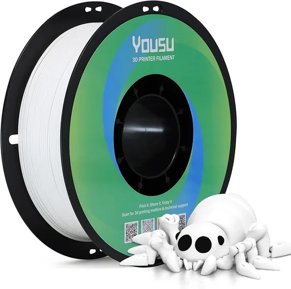 Yousu YOUSU White 3D Printer Matte PLA Filament, Dimensional Accuracy +/-, 1kg Spool (2.2lbs), Neatly Wound, Vacuum Sealed, Compatible with FDM 3D Printers for DIY Projects & Home Use