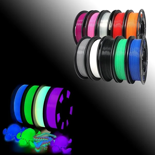 Yousu YOUSU Glow in Dark 3D Printing Filament 4x250g + PLA+(PLA Plus) Filament 10x250g，Total 14x250g